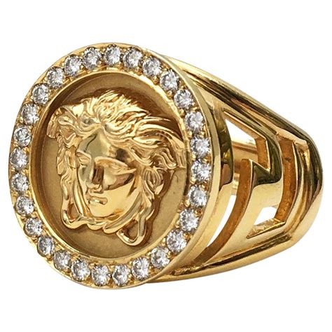 versace gold.ring|Versace 18k gold ring.